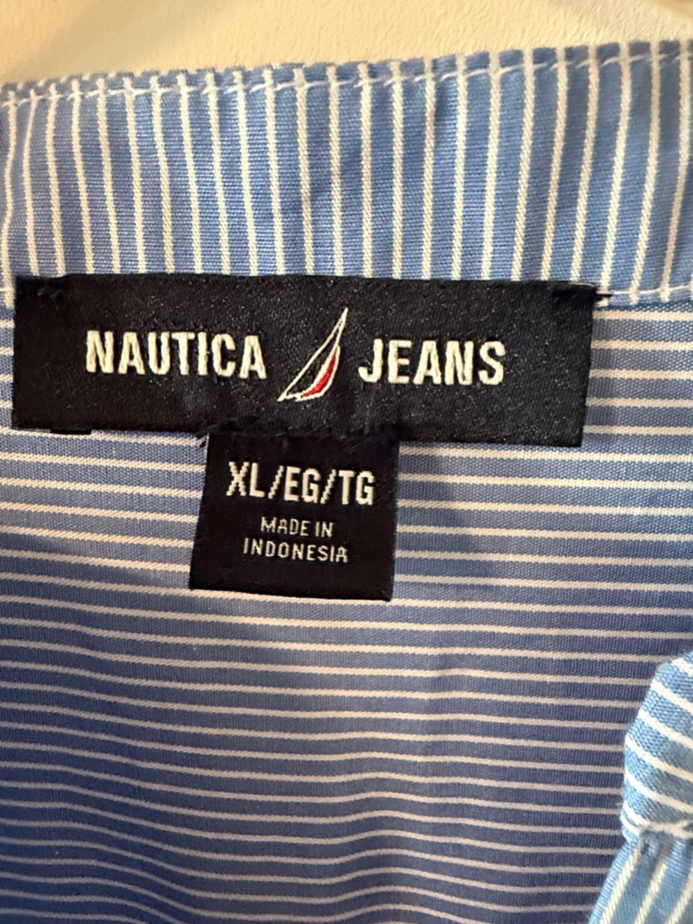 Nautica Jeans Women’s Embroidered pinstripe Tiered Cotton Mini Dress XL - Picture 5 of 10